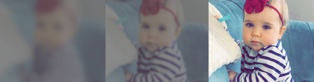 Series of 3 blurred images most blurred left to clear on right.