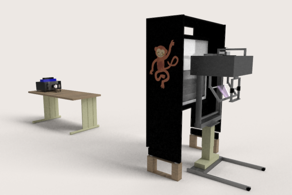 propixx2 3D rendering of PROpixx projector screen and top-mounted Eyelink.